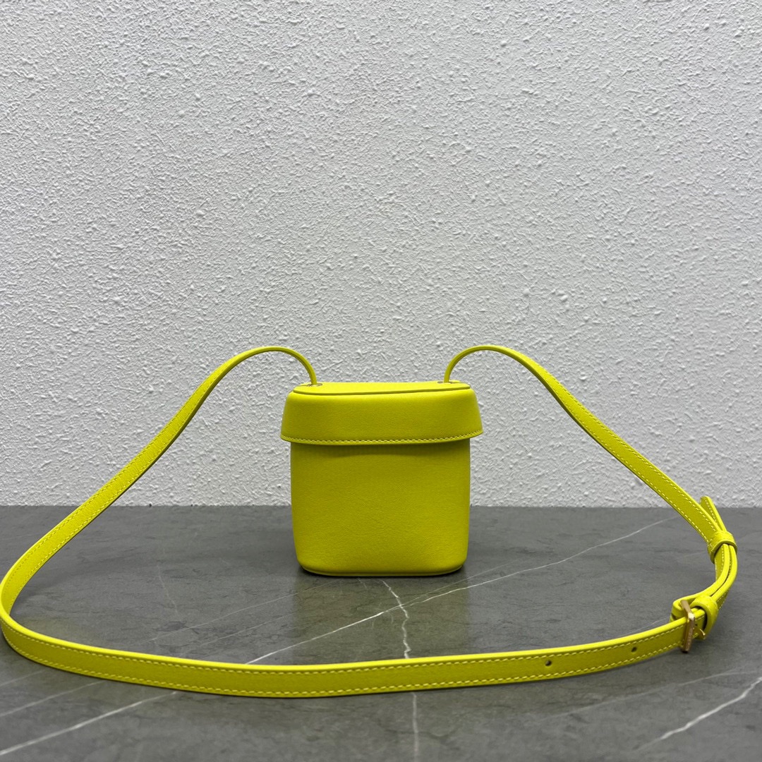 Celine Box Triomphe Shoulder Bag In Smooth Calfskin Lemon Yellow 199263